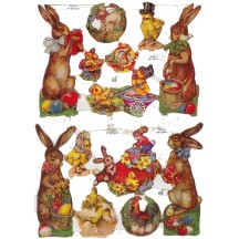 Bunny & Chick Easter Scraps with Glitter ~ Germany